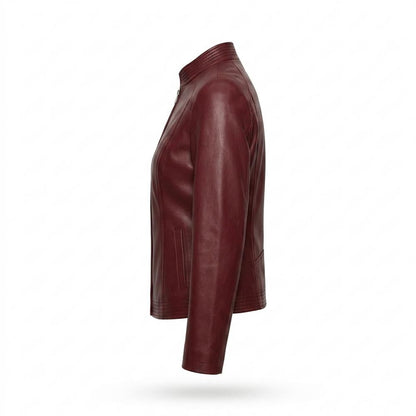 Nobleman Code - Semir | Tailliert Unifarben Lederjacke Damen