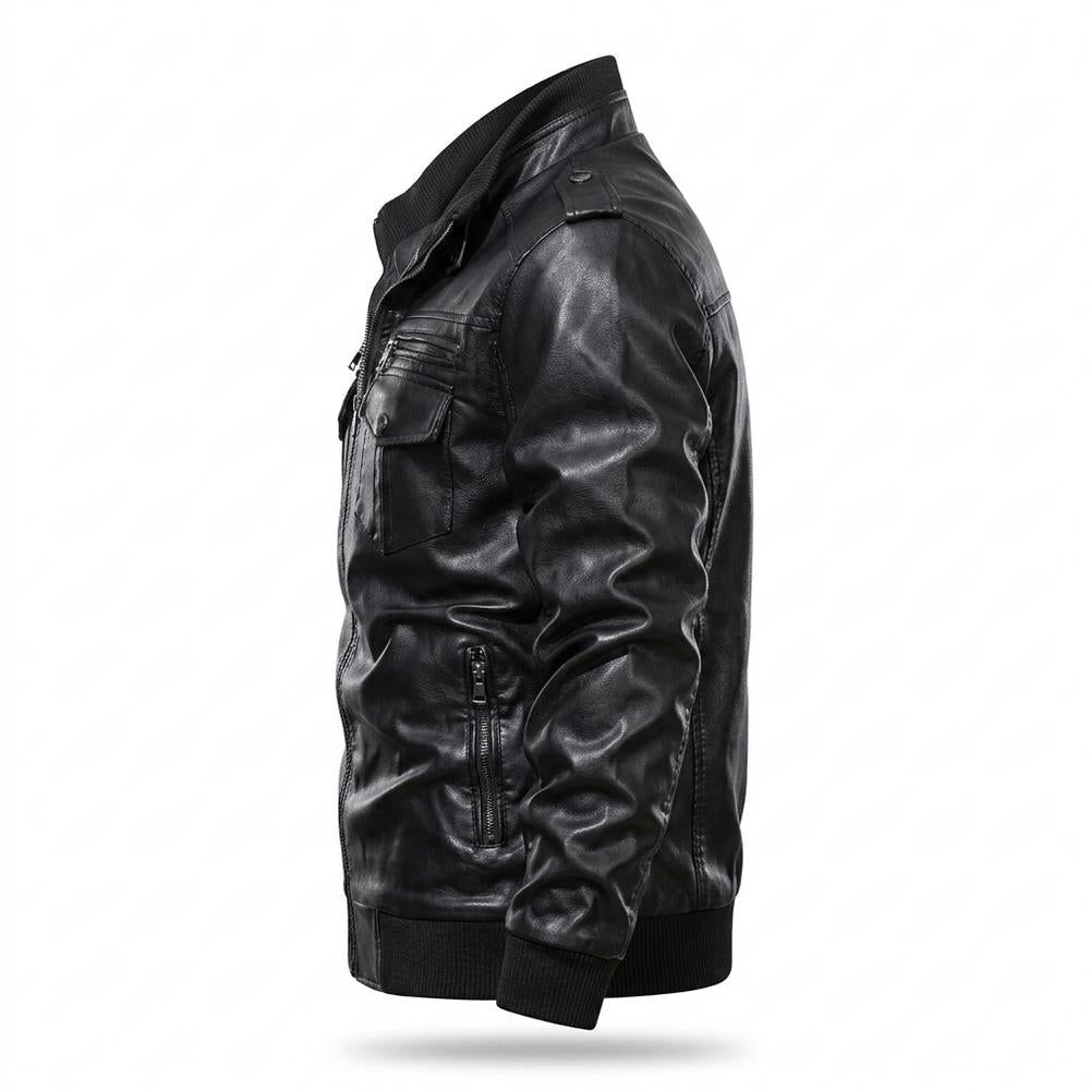Gentleman Code - Sikum | Gefüttert Tailliert Lederjacke Herren