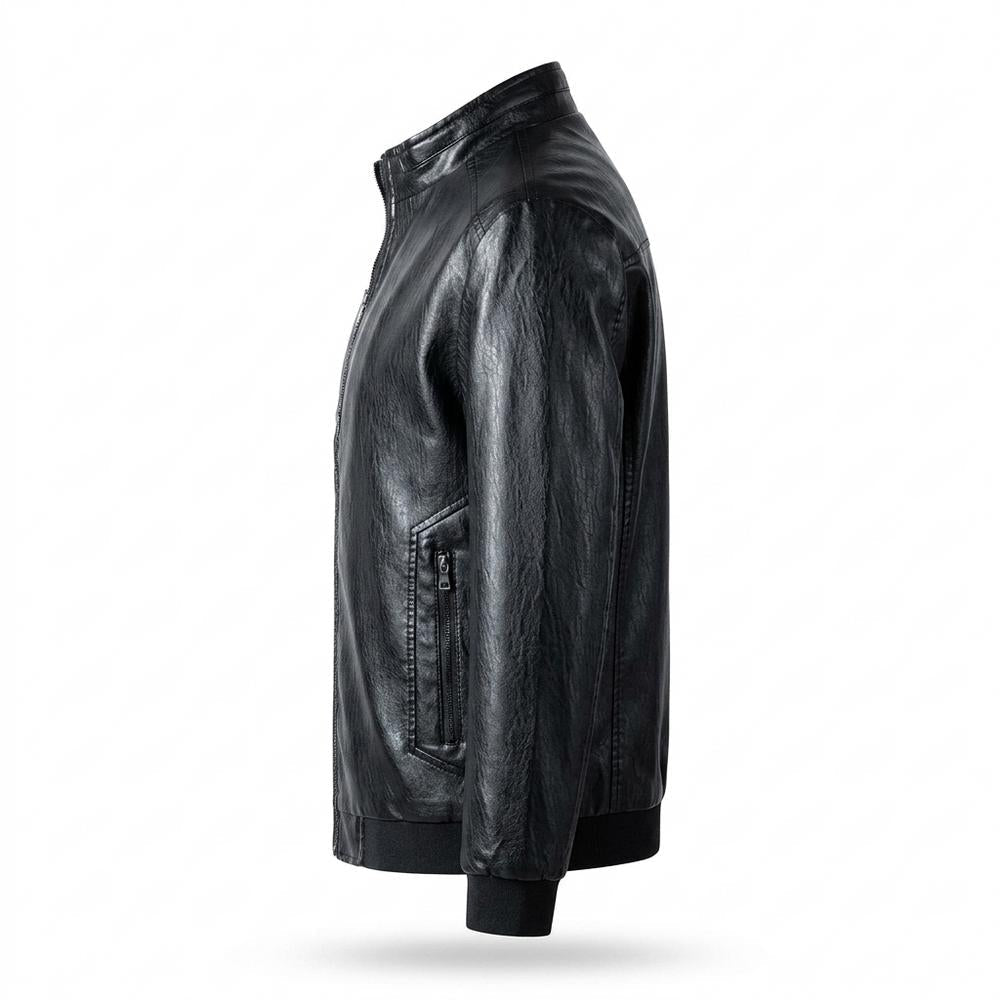 Gentleman Code - Zimim | Strukturierte Gefütterte Lederjacke Herren