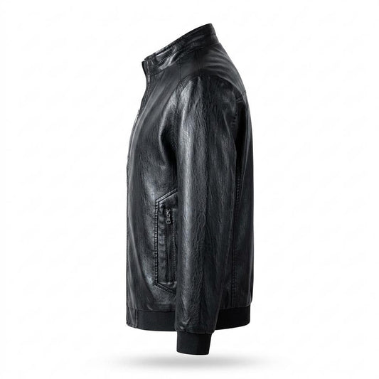 Nobleman Code - Zimim | Strukturierte Gefütterte Lederjacke Herren