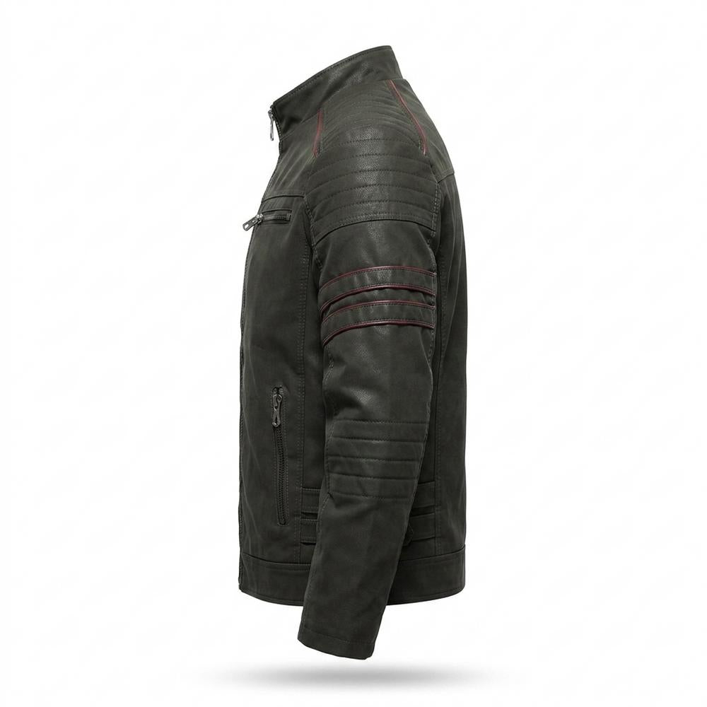 Gentleman Code - Ranal | Gesteppte Paspelierte Lederjacke Herren