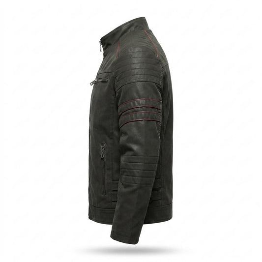 Nobleman Code - Ranal | Gesteppte Paspelierte Lederjacke Herren