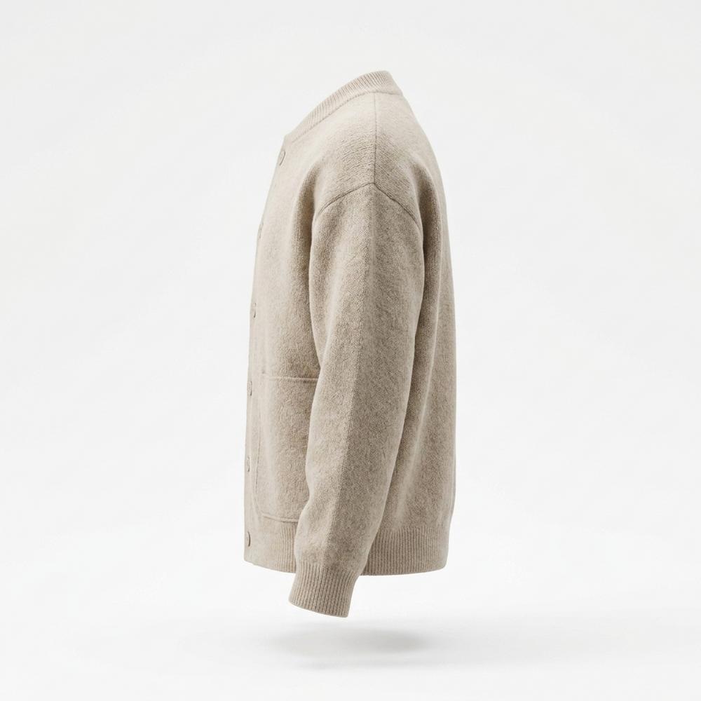 Gentleman Code - Rumal | Strukturiert Kragenlos Cardigan Herren