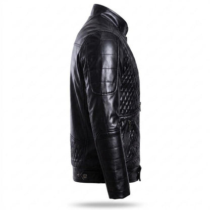 Gentleman Code - Sagam | Gesteppt Tailliert Lederjacke Herren