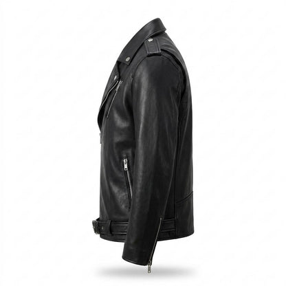 Gentleman Code - Sopol | Asymmetrische Gefütterte Lederjacke Herren