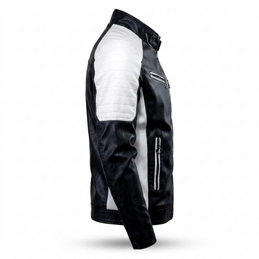 Nobleman Code - Zalen | Zweifarbig Tailliert Lederjacke Herren