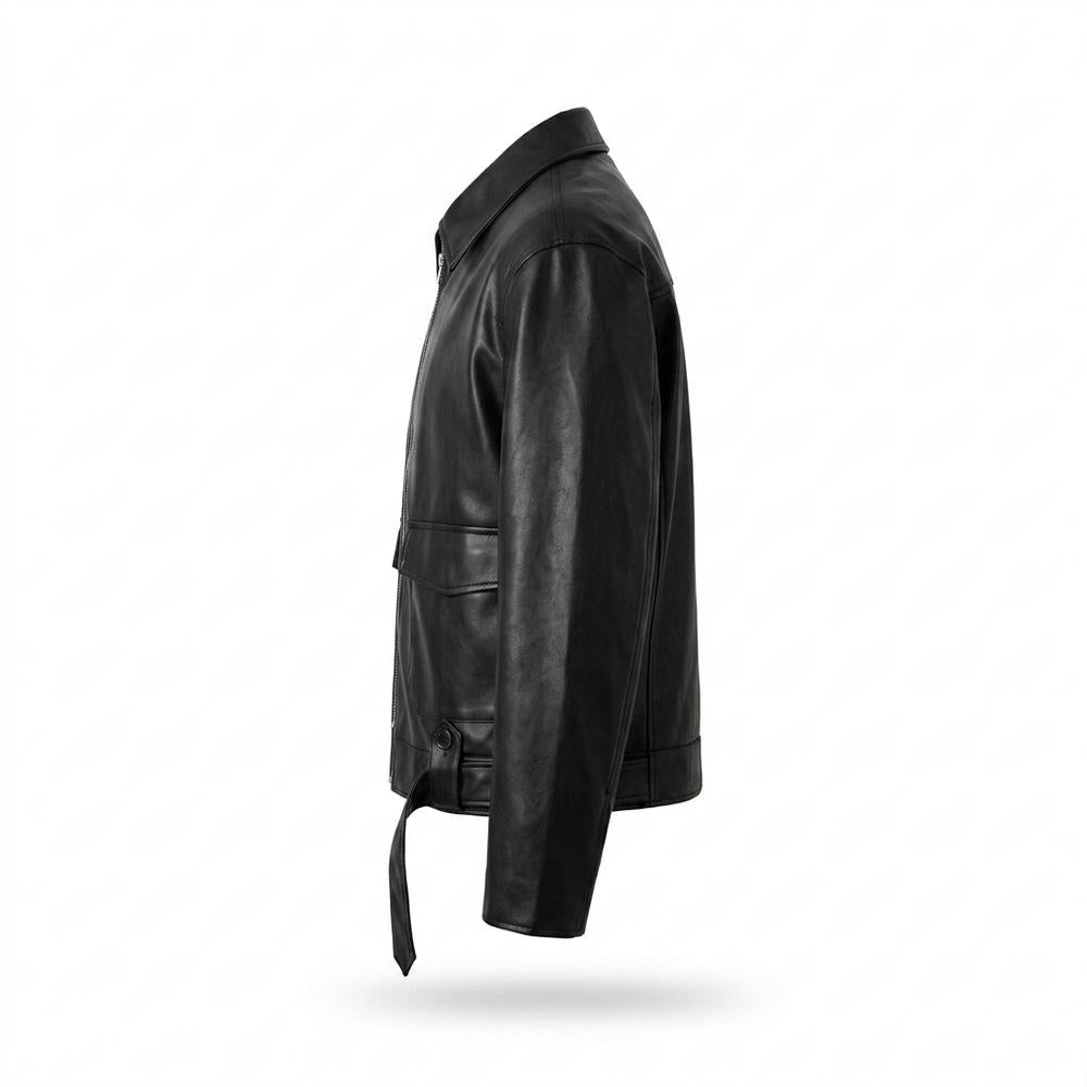 Nobleman Code - Muban | Glatte Reißverschließbare Lederjacke Herren