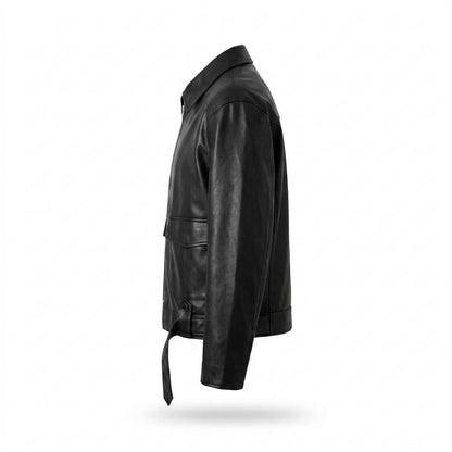 Nobleman Code - Muban | Glatte Reißverschließbare Lederjacke Herren