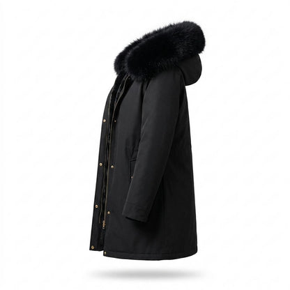 Gentleman Code - Nenot | Gefütterter Pelzbesetzter Mantel Damen