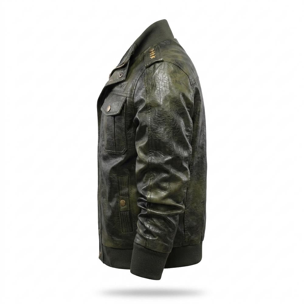 Gentleman Code - Subed | Gefüttert Bestickt Lederjacke Herren