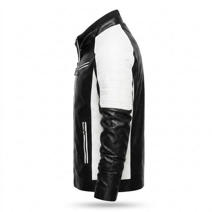 Gentleman Code - Nesin | Gesteppt Zweifarbig Lederjacke Herren