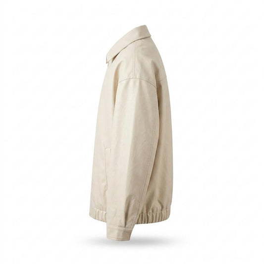 Gentleman Code - Daded | Unifarbene Weit Geschnittene Lederjacke Herren