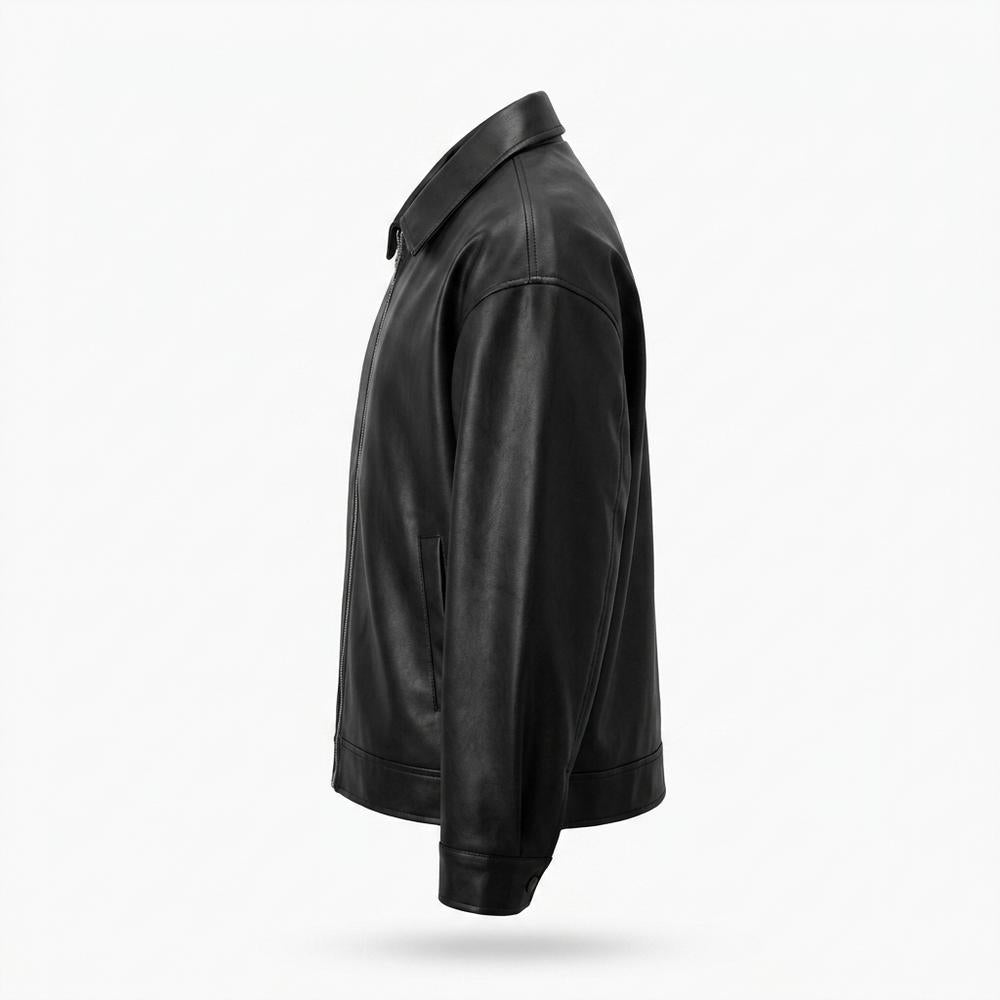 Gentleman Code - Euvak | Reißverschluss Glatt Lederjacke Herren