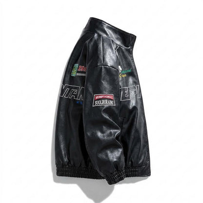 Gentleman Code - Numat | Bestickte Grafische Lederjacke Unisex