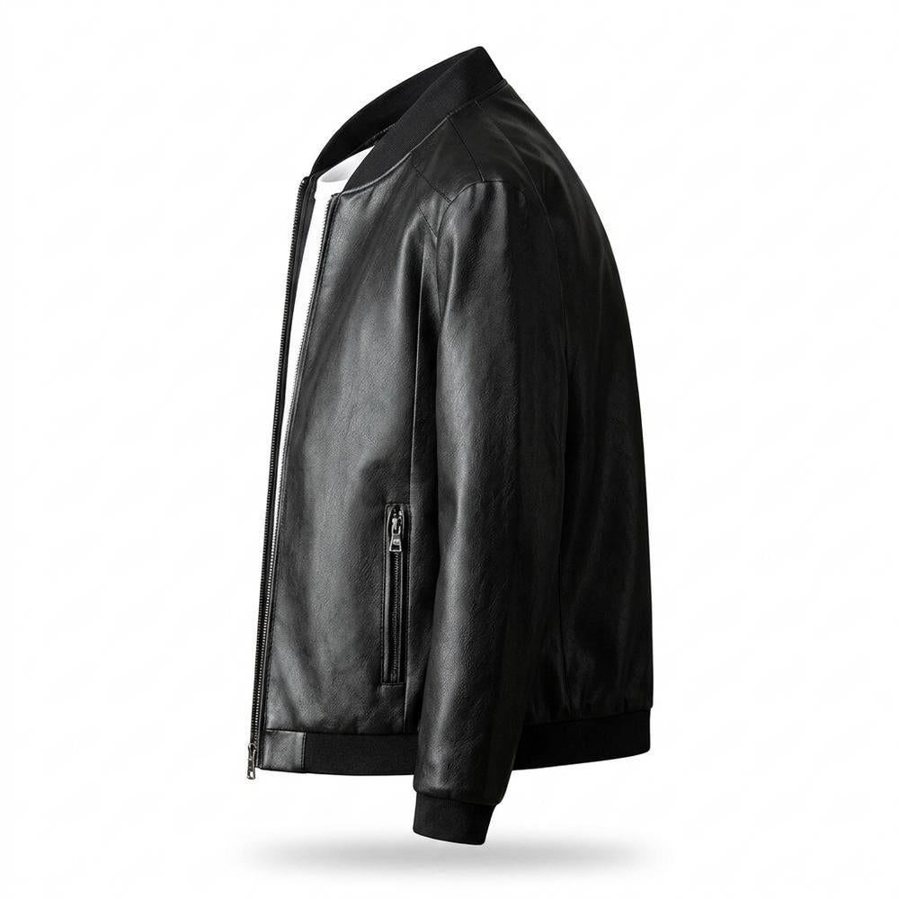 Gentleman Code - Cetus | Glatte Gefütterte Lederjacke Herren