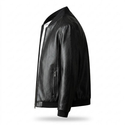 Gentleman Code - Cetus | Glatte Gefütterte Lederjacke Herren