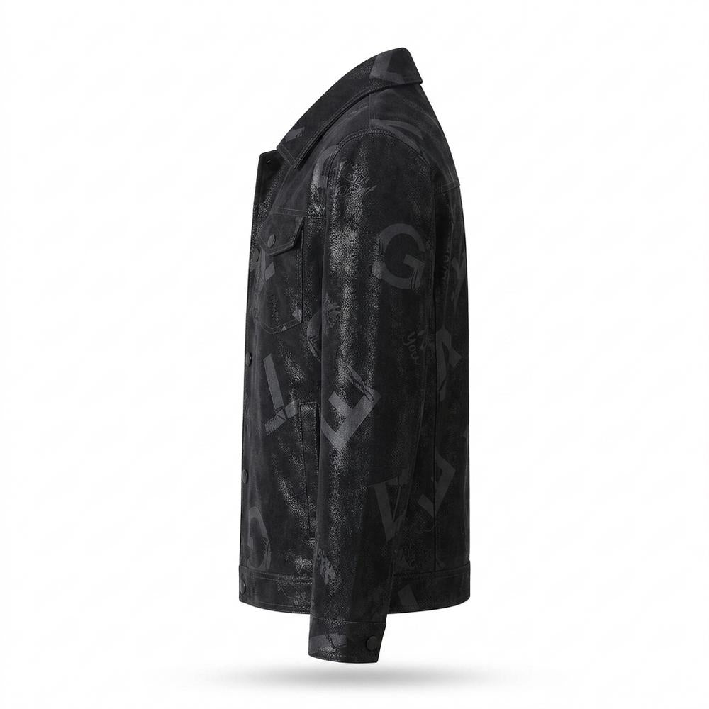 Gentleman Code - Muvom | Bedruckt Strukturiert Lederjacke Herren