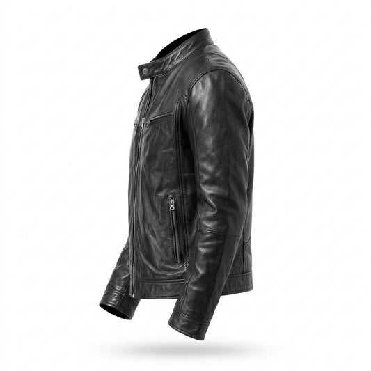 Nobleman Code - Sozus | Tailliert Gesteppt Lederjacke Herren
