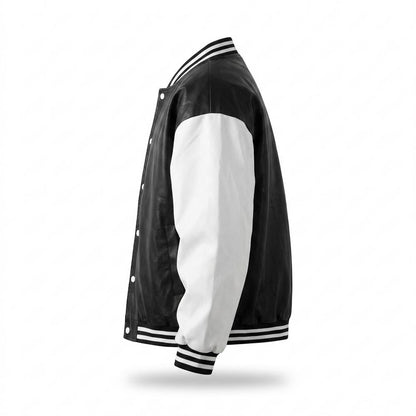 Nobleman Code - Rabit | Zweifarbige Geknöpfte Lederjacke Unisex