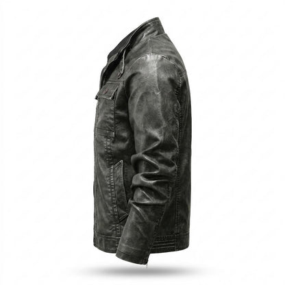 Gentleman Code - Kokom | Gefüttert Strukturiert Lederjacke Herren
