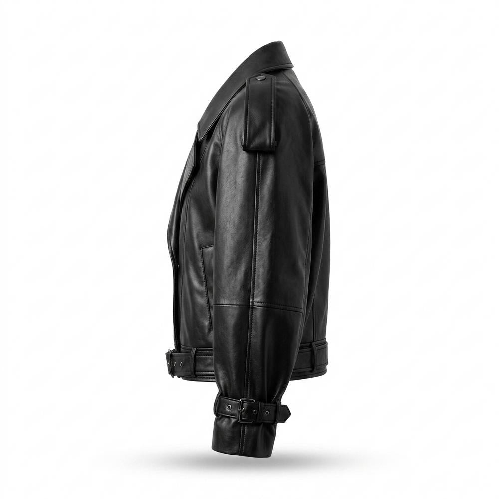 Nobleman Code - Yulim | Weit Geschnitten Gepufft Lederjacke Damen