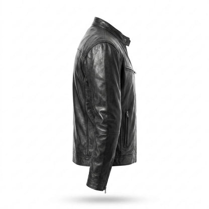 Gentleman Code - Misud | Strukturiert Figurbetont Lederjacke Herren