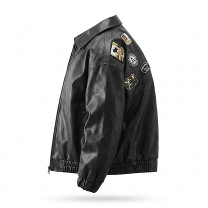 Gentleman Code - Mitin | Bestickt Glatt Lederjacke Herren