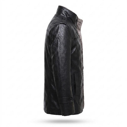 Gentleman Code - Vawos | Gefütterte Geknöpfte Lederjacke Herren