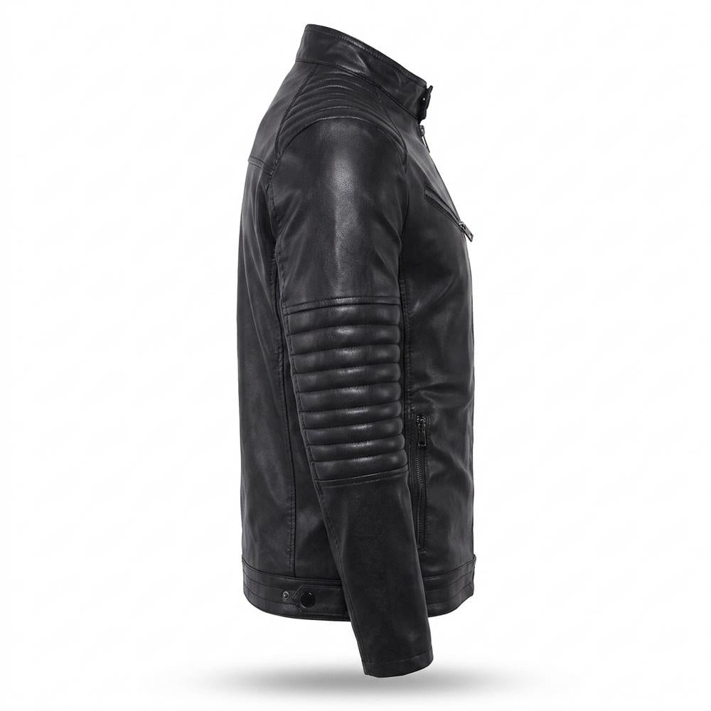 Gentleman Code - Nufel | Gesteppt Tailliert Lederjacke Herren