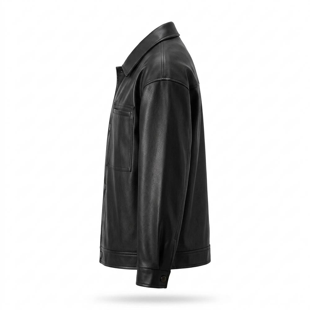 Gentleman Code - Talev | Geknöpfte Aufgesetzte Lederjacke Herren