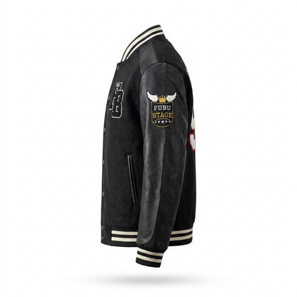 Gentleman Code - Kitov | Geknöpft Gestreift Lederjacke Herren