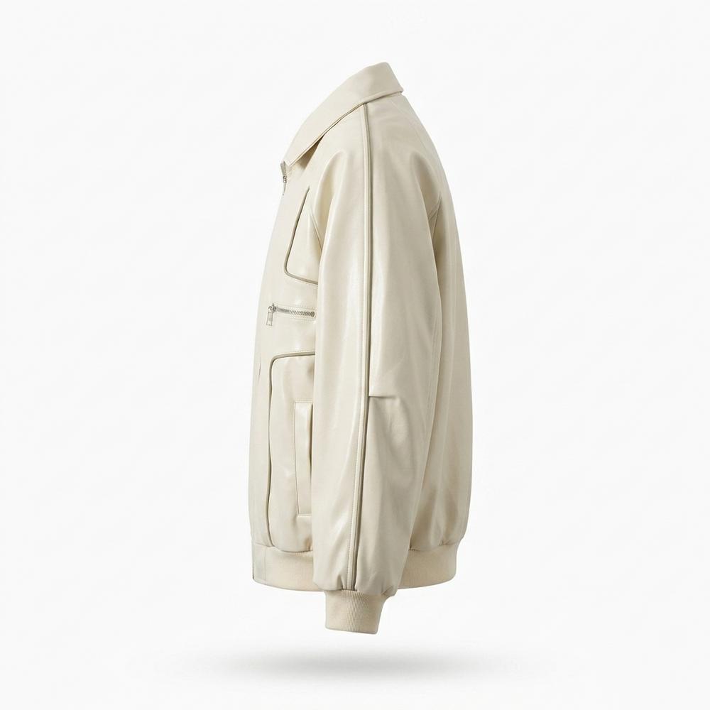 Gentleman Code - Mugot | Paspelierte Weite Lederjacke Unisex