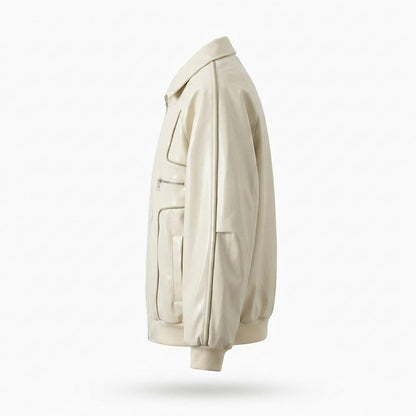 Gentleman Code - Mugot | Paspelierte Weite Lederjacke Unisex