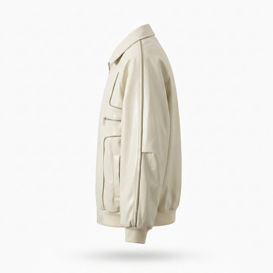 Nobleman Code - Mugot | Paspelierte Weite Lederjacke Unisex