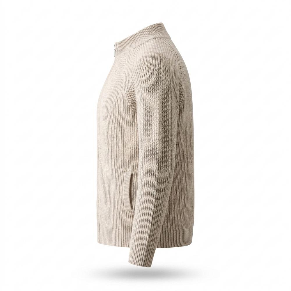 Gentleman Code - Aefed | Gerippte Reißverschluss Strickjacke Herren