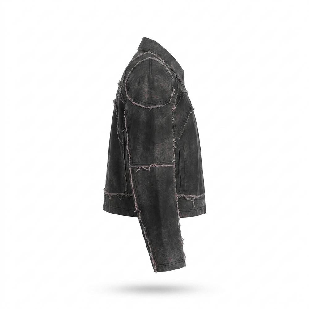 Nobleman Code - Zuhut | Dekonstruiert Kurzgeschnitten Lederjacke Unisex