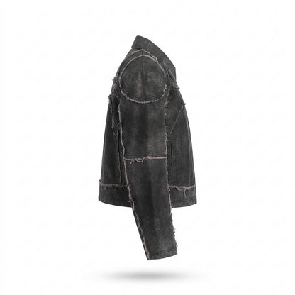 Nobleman Code - Zuhut | Dekonstruiert Kurzgeschnitten Lederjacke Unisex