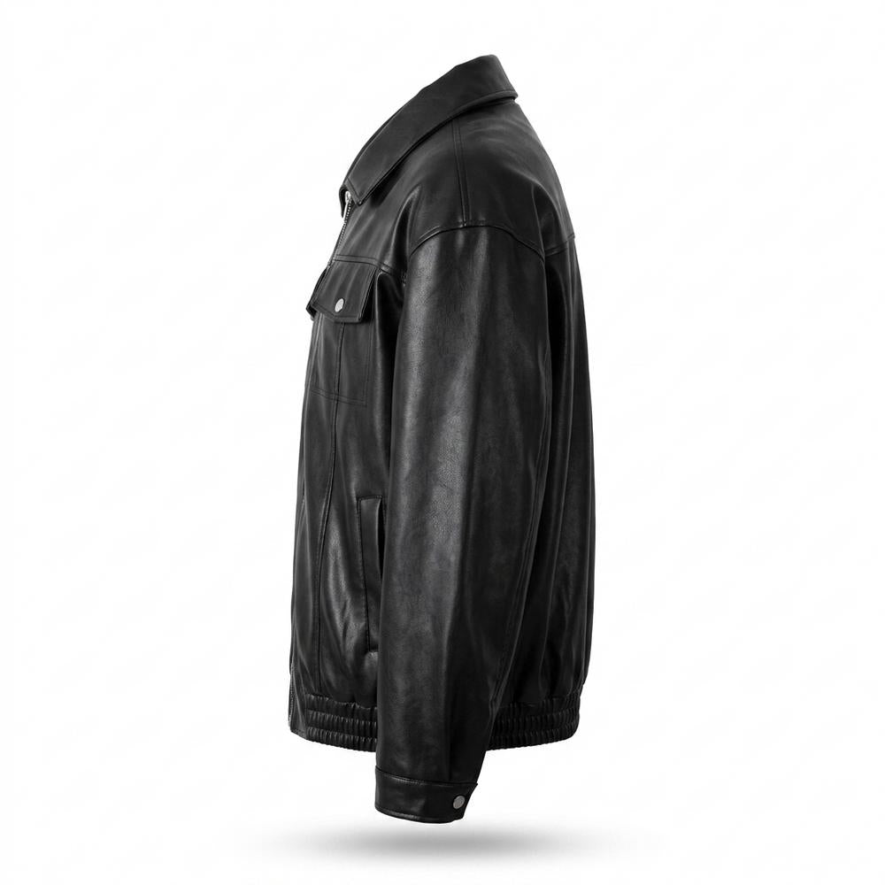 Nobleman Code - Domem | Weite Glatte Lederjacke Herren