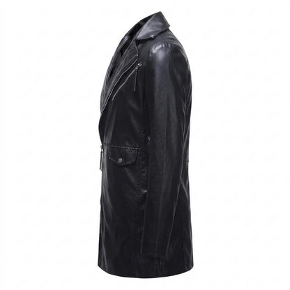 Gentleman Code - Eoson | Asymmetrischer Taillierter Ledermantel Herren