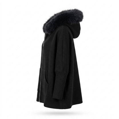 Gentleman Code - Aikak | Ponchoartige Fellbesetzte Jacke Damen
