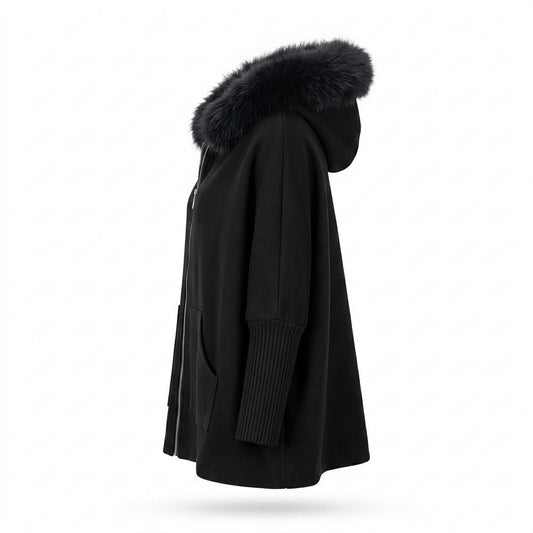 Gentleman Code - Aikak | Ponchoartige Fellbesetzte Jacke Damen