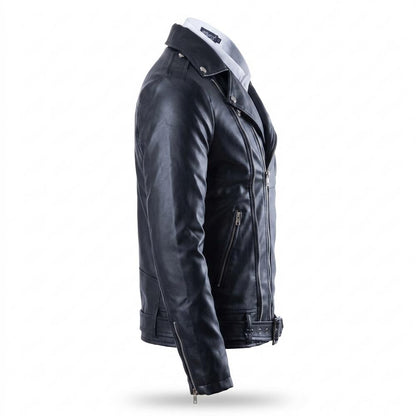 Gentleman Code - Aokem | Asymmetrisch Gegürtelt Lederjacke Herren