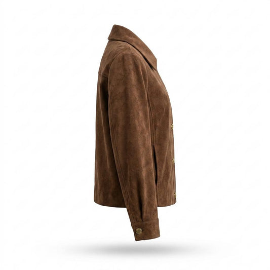 Gentleman Code - Kokek | Langärmelige Geknöpfte Wildleder-Jacke Damen