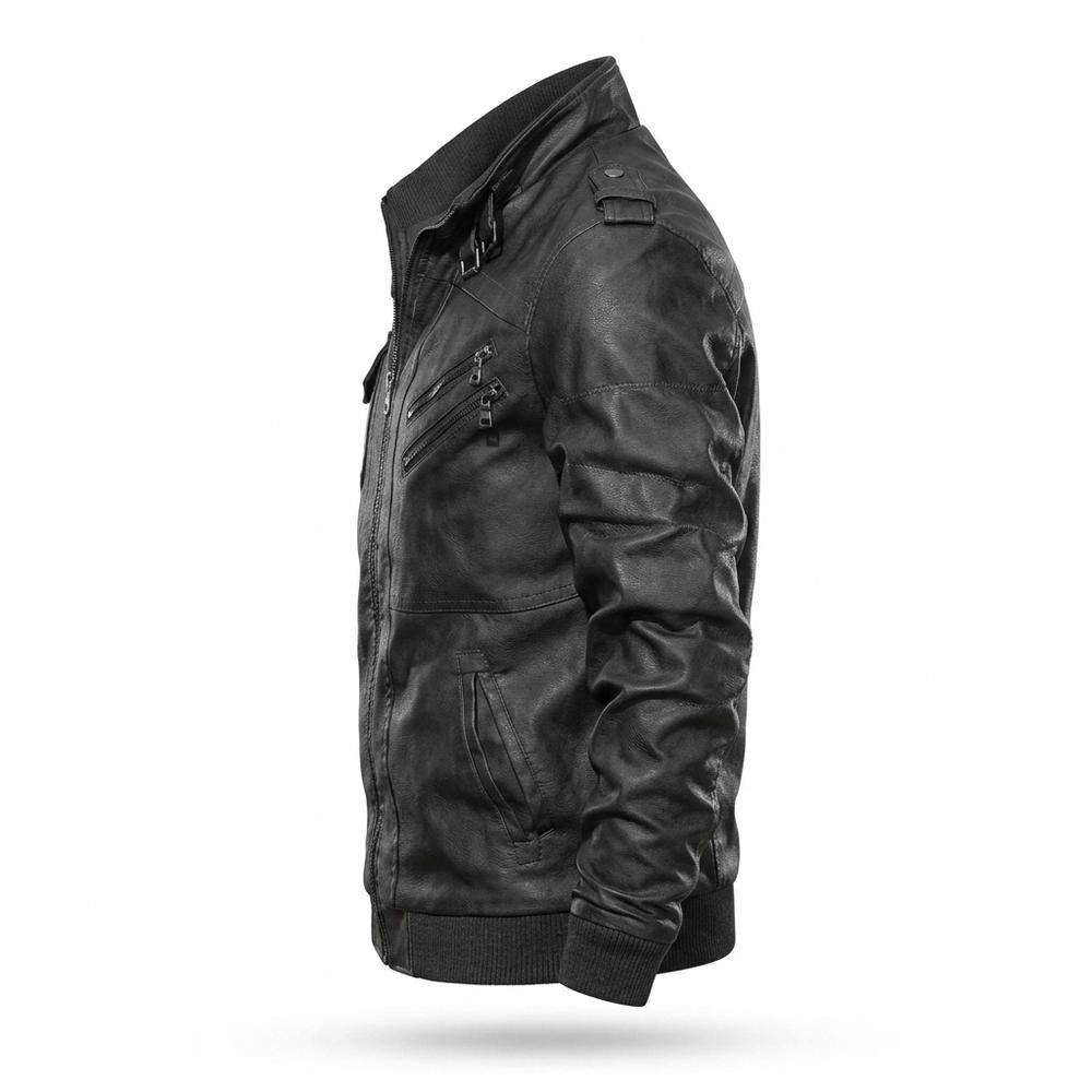 Gentleman Code - Vinar | Gefüttert Tailliert Lederjacke Herren