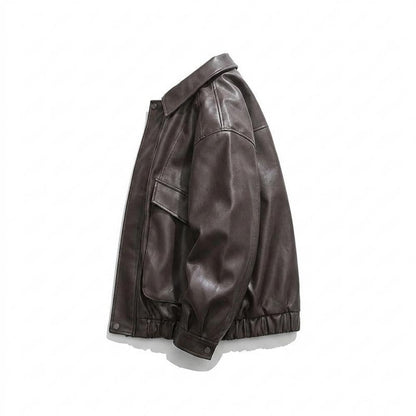 Gentleman Code - Dulik | Gefütterte Kastig Geschnittene Lederjacke Unisex