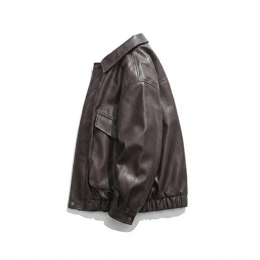 Gentleman Code - Dulik | Gefütterte Kastig Geschnittene Lederjacke Unisex