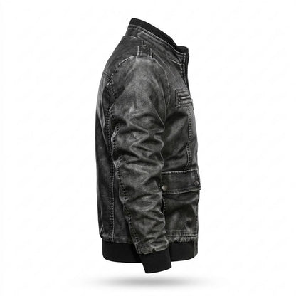 Gentleman Code - Dabik | Gewaschen Strukturiert Lederjacke Herren