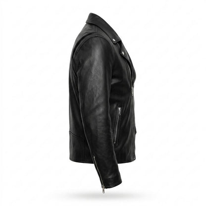 Gentleman Code - Yefan | Asymmetrische Taillierte Lederjacke Herren
