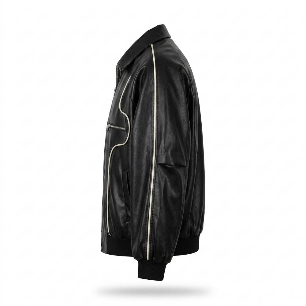 Gentleman Code - Kodet | Oversized Paspelierte Lederjacke Herren