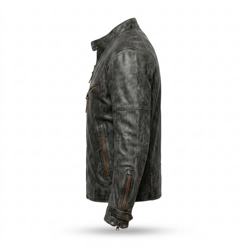Gentleman Code - Lebav | Patiniert Tailliert Lederjacke Herren